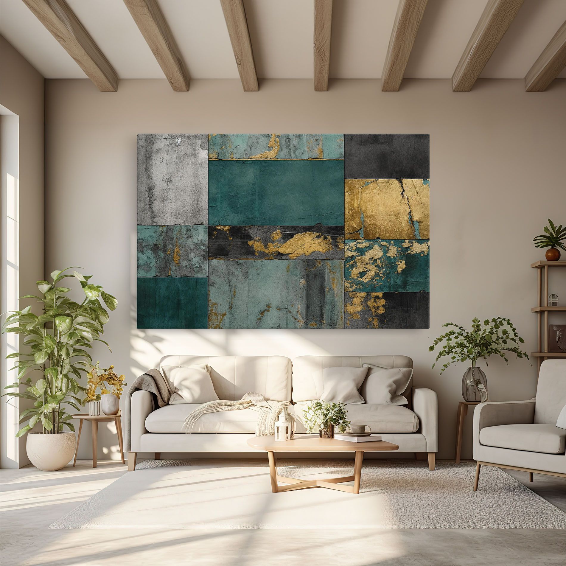 Tablou Canvas Golden Green Painting