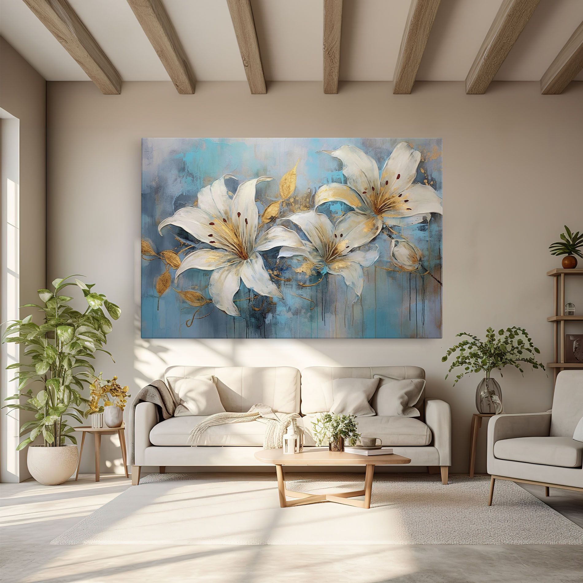 Tablou Canvas Lily With Gold Painting